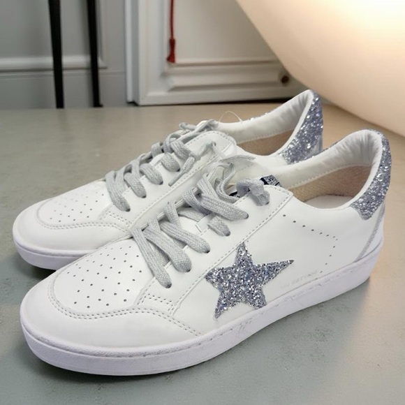 Vintage Havana Shoes - New Vintage Havana Glitter White Silver Star Sneakers 9